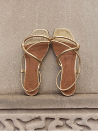 Thursday Heeled Sandal in Crinkle Gold