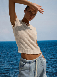 Cady Short Sleeve Sweater in Stone