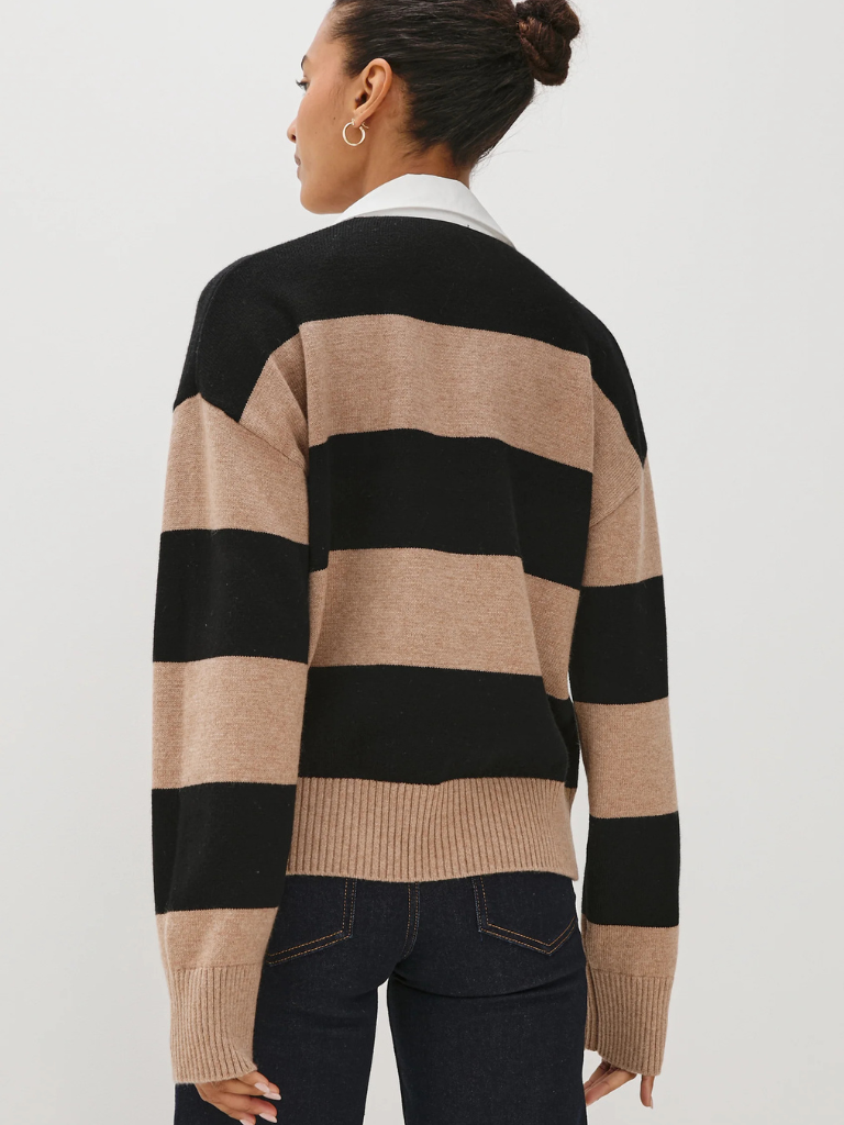 Paxton Rugby Sweater in Oatmeal/Black
