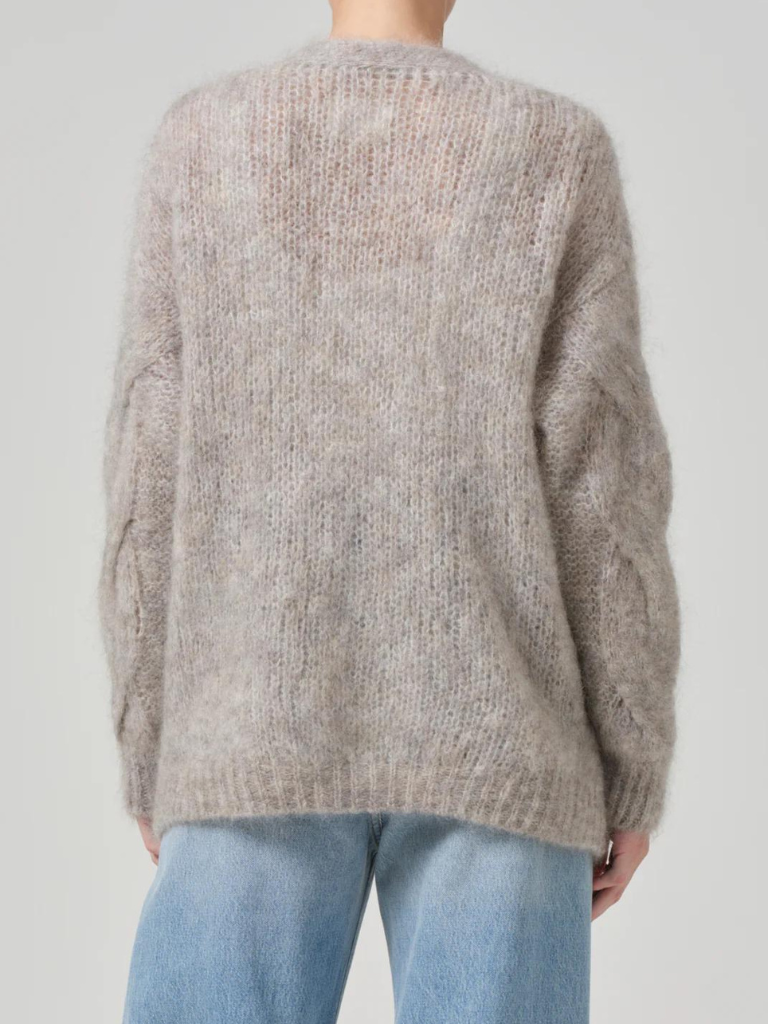 Padma Cable Cardigan in Oatmeal Grey