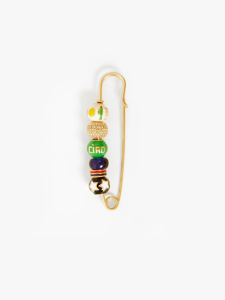 Beaded Blazer Pin in Vintage Gold/Multi