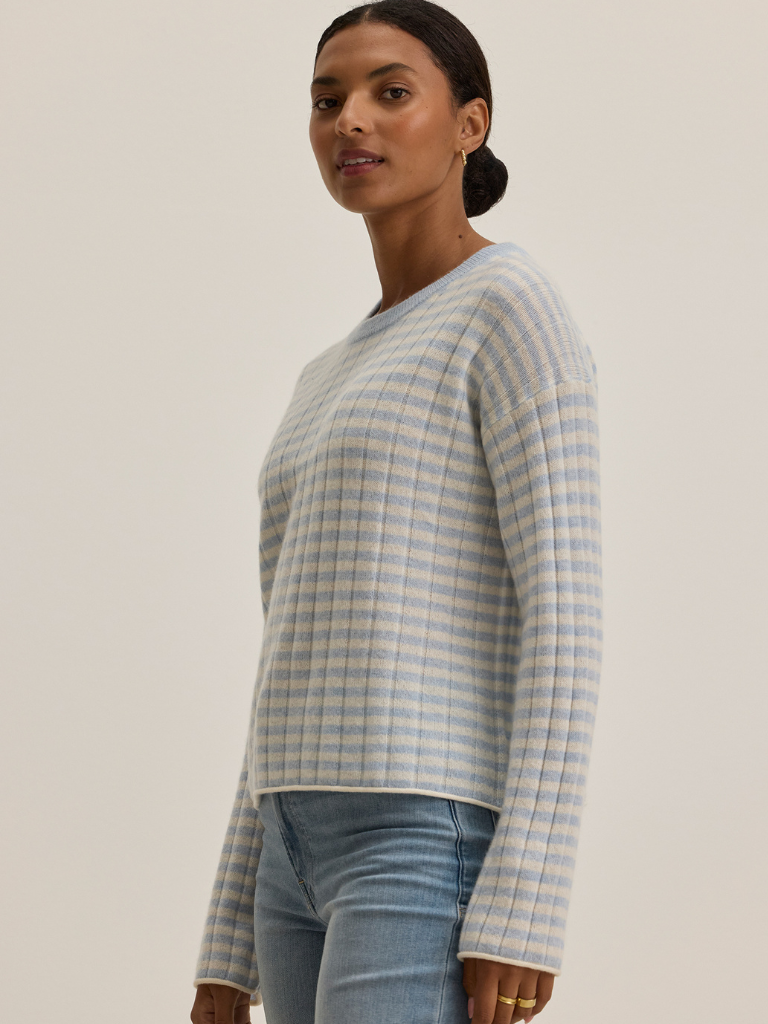 Monica Cashmere Sweater in Ice/Ecru