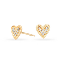 Make Your Move Pave Heart Posts in 14k Yellow Gold