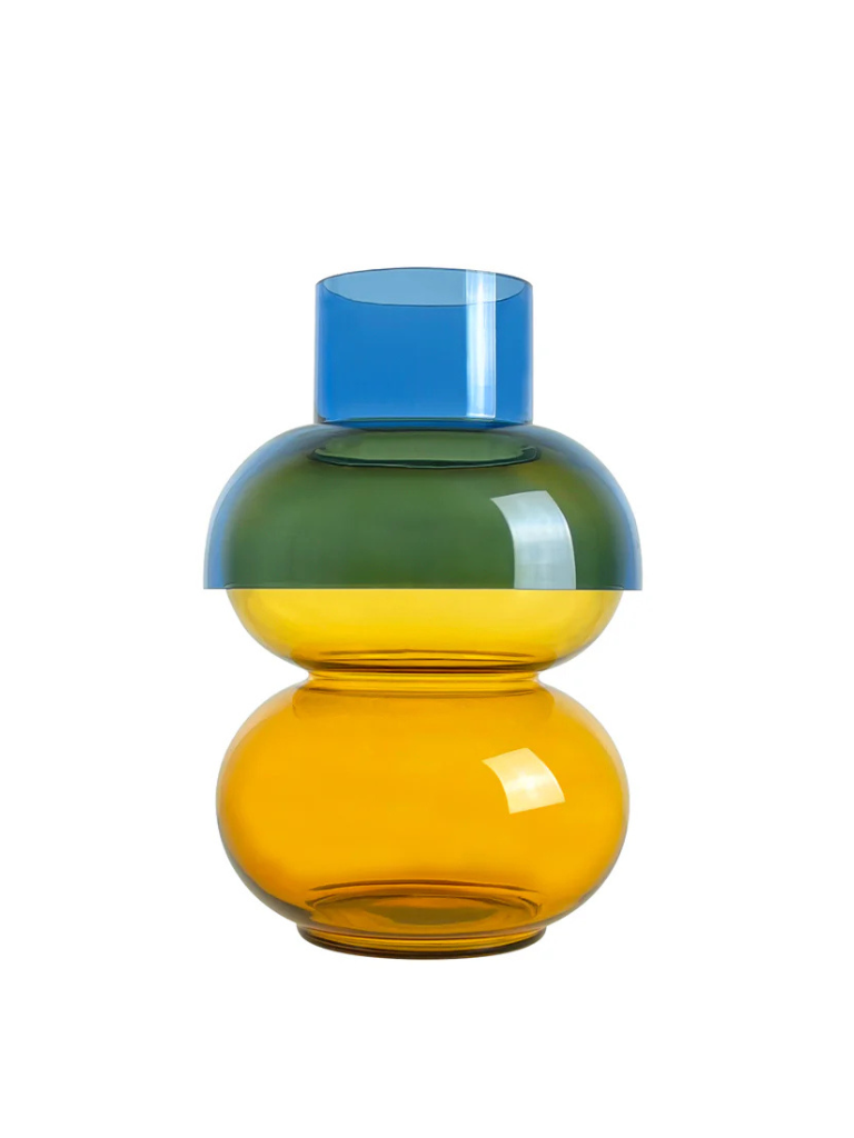 Medium Bubble Flip Vase in Blue & Yellow