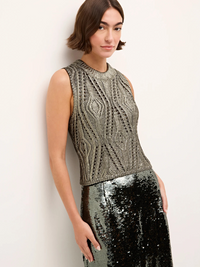 McGuire Foil Knit Top in Evergreen