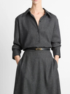 Italian Jaspe Relaxed Button-Front Shirt in Heather Grey
