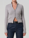 Zip Cardigan in Heather Grey
