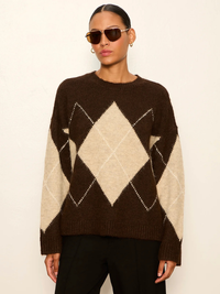 Argyle Crew Sweater in Espresso