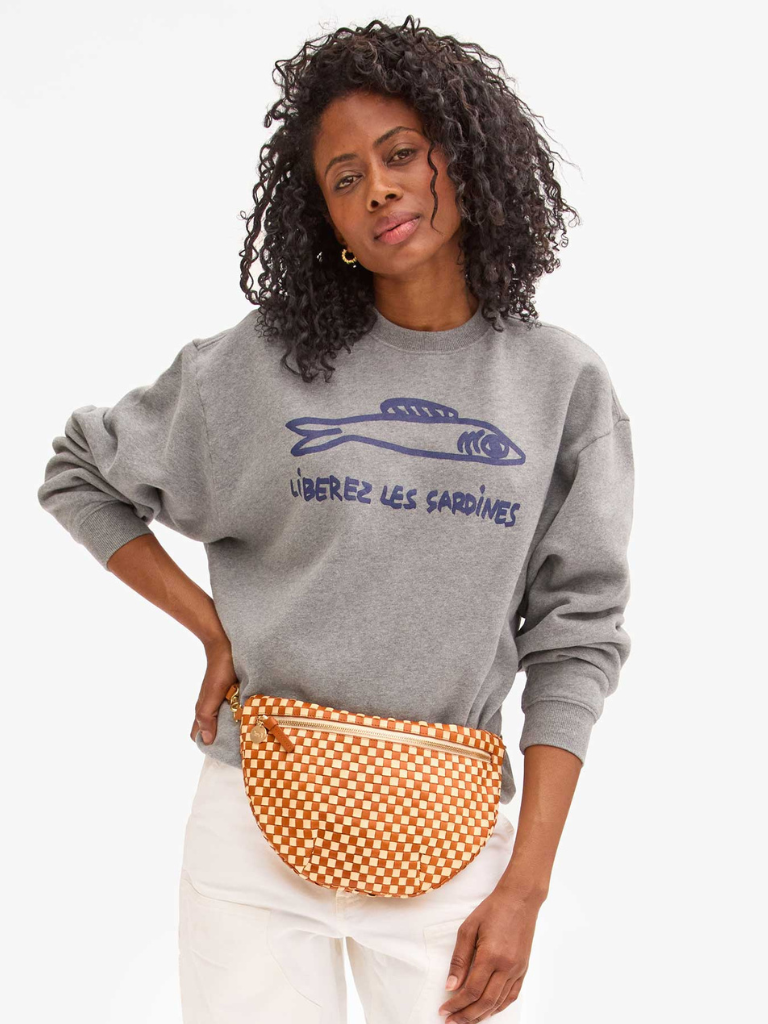 Oversized Sweatshirt in Grey w/Navy Liberez Les Sardines