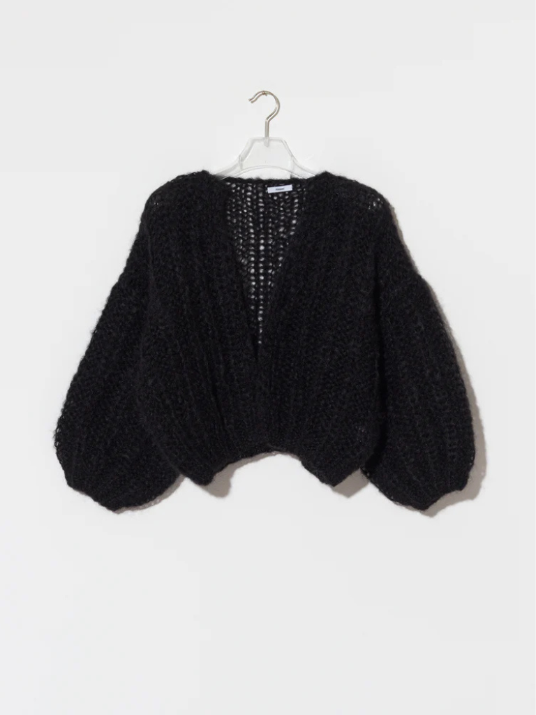 Mohair Bomber Light Cardigan in Black