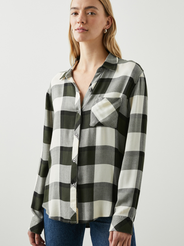 Hunter Button Down in Rosemary/Onyx
