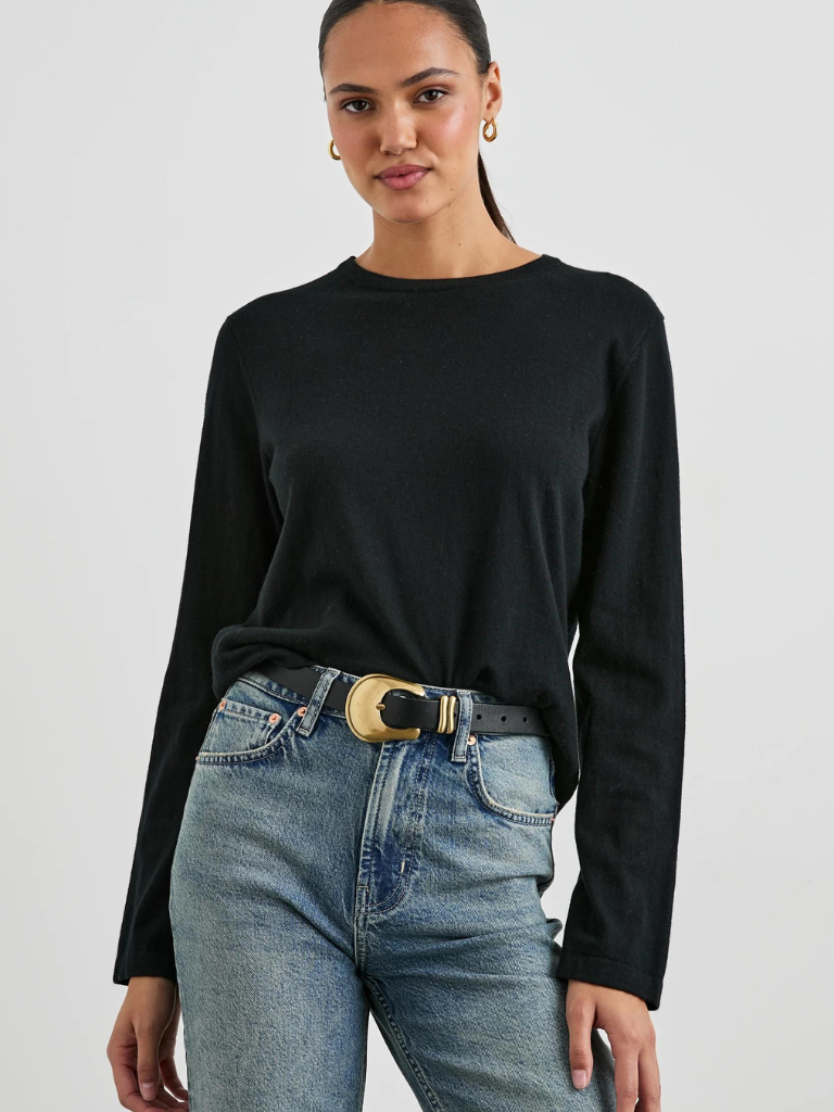 Cotton Cashmere Long Sleeve in Black