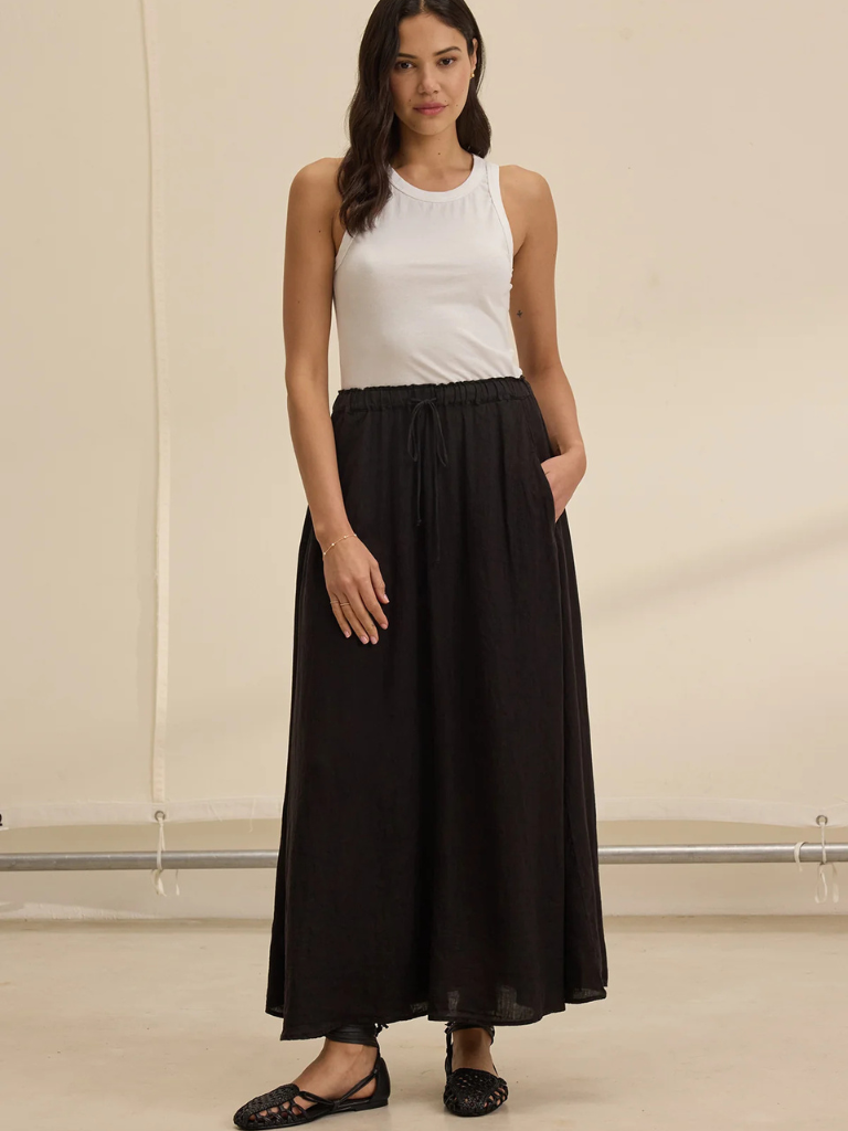 Memphis Linen Skirt in Black