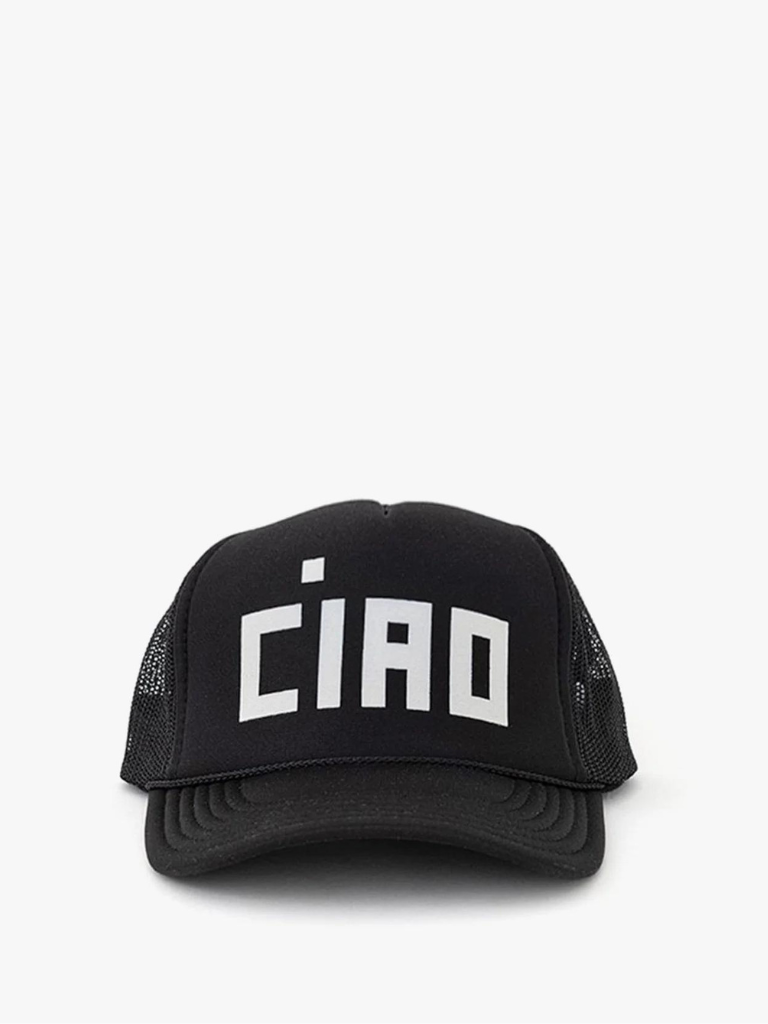 Trucker Hat in Black w/White Ciao