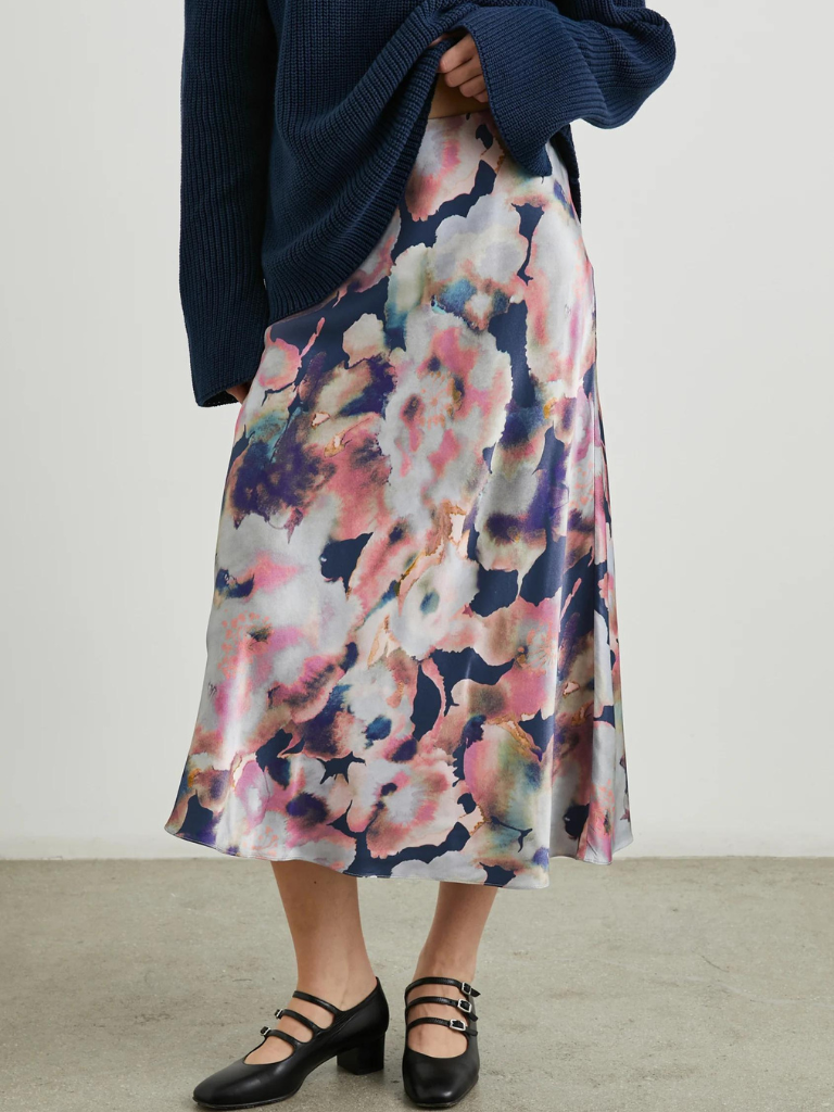 Anya Midi Skirt in Midnight Verbena