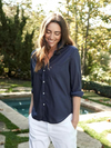 Eileen Featherweight Button-Up Shirt in Navy