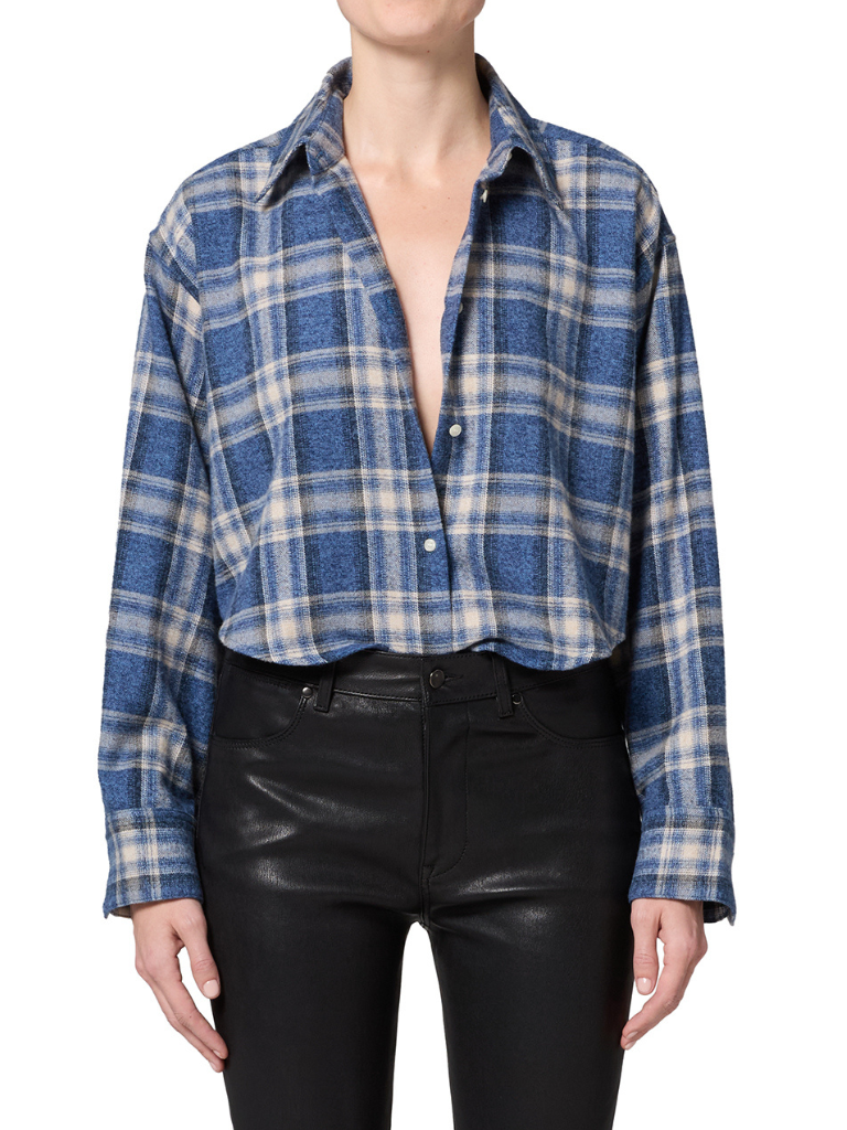 Ana Cropped Shirt in Marina Plaid