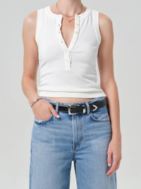 Caralyn Button Front Rib Tank in Pashmina