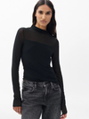 Luca Mixed-Media Mockneck in Black