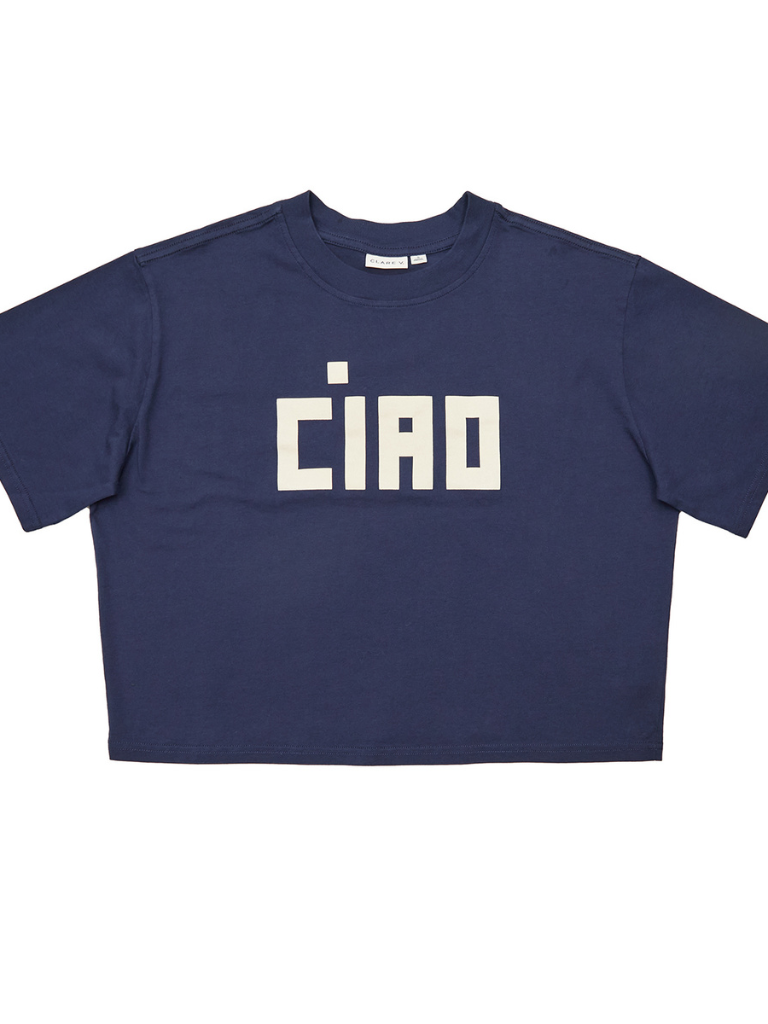 Le Carre CIAO Tee in Navy w/Cream Block Letters