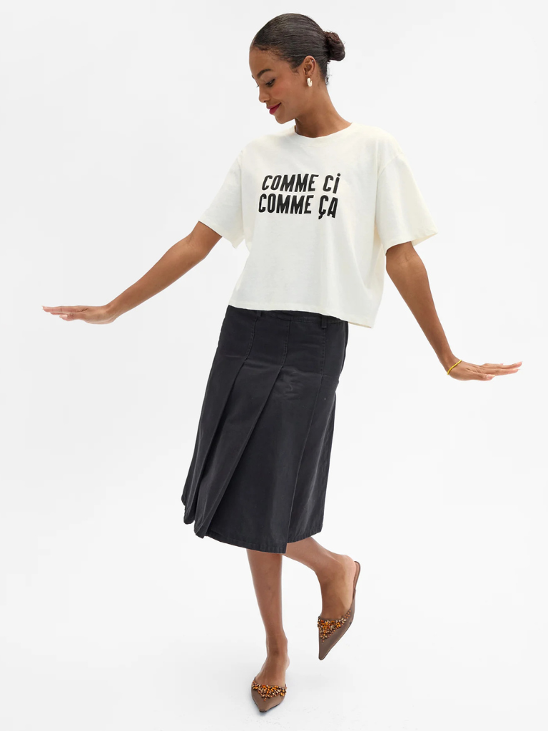 Comme Ci Comme Ça Le Carre Tee in Cream/Black