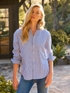 Eileen Button Up Shirt in Navy Thin Stripe