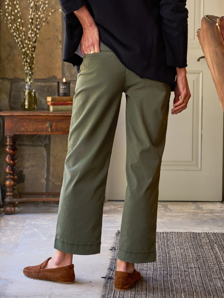 Westport Italian Wide Leg Chino in Army