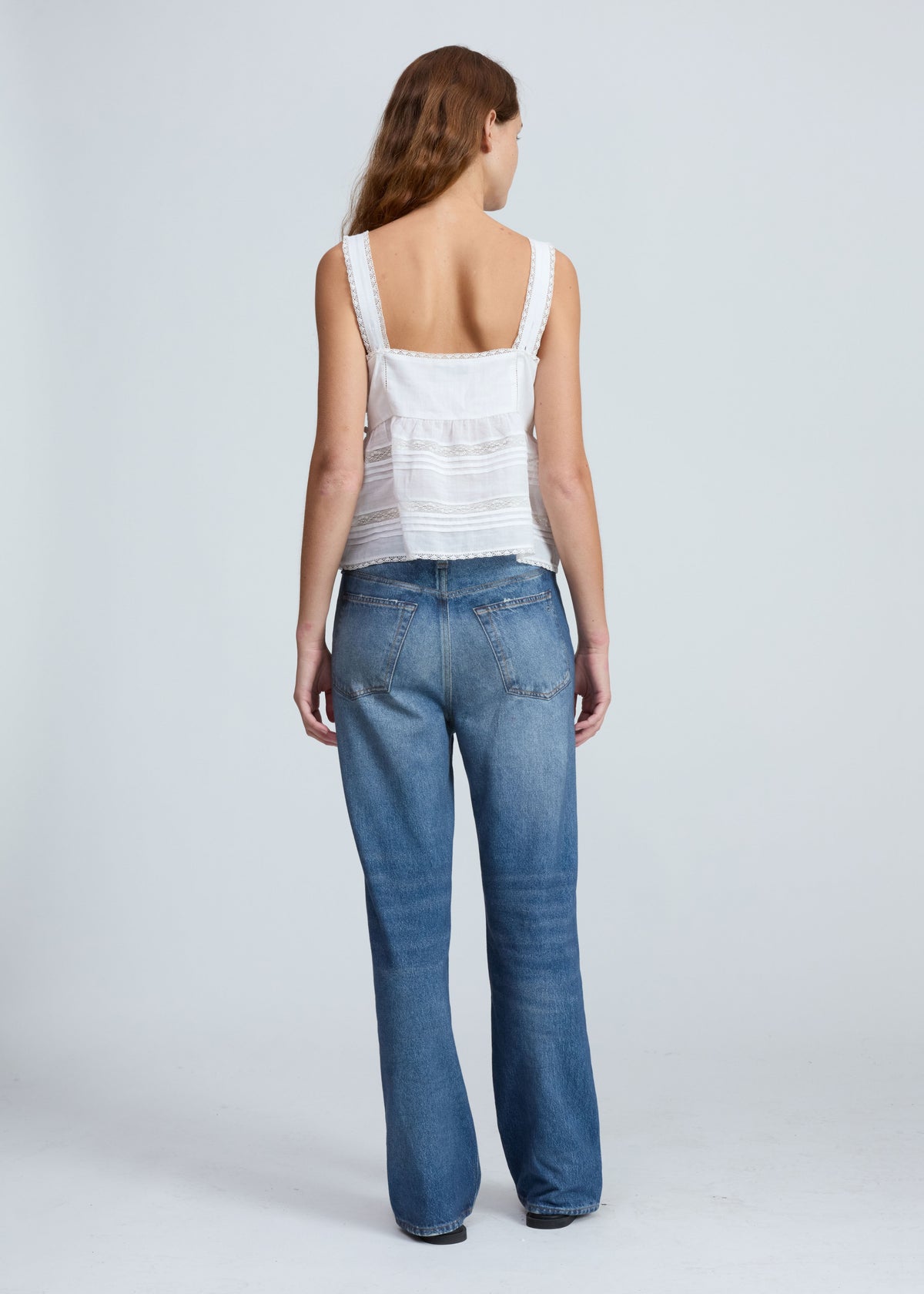 Viviana Lace-Trim Tank Top in White