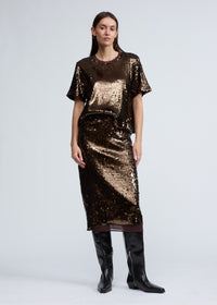 Lucy Sequin Skirt in Coffee