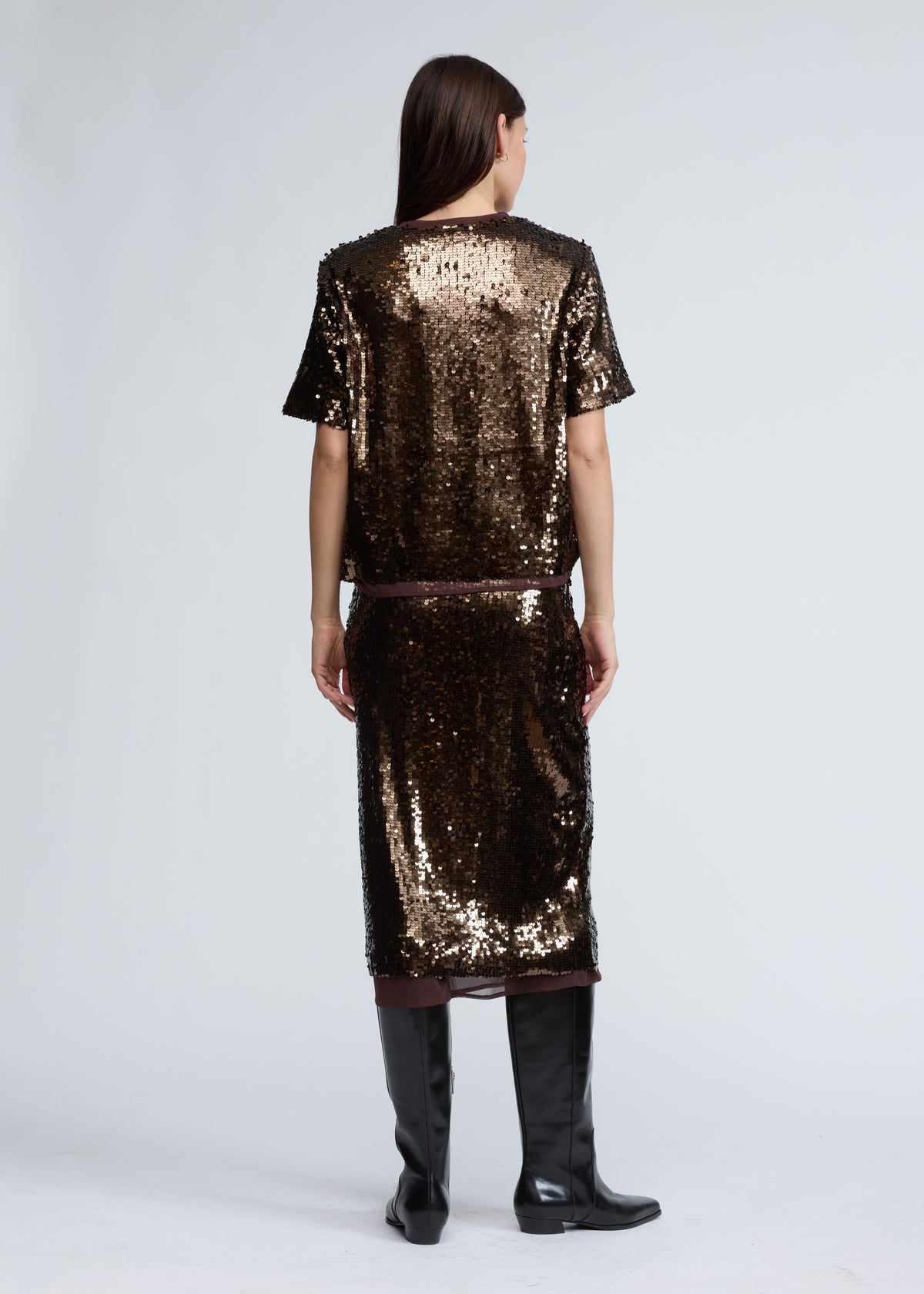 Lucy Sequin Skirt in Coffee