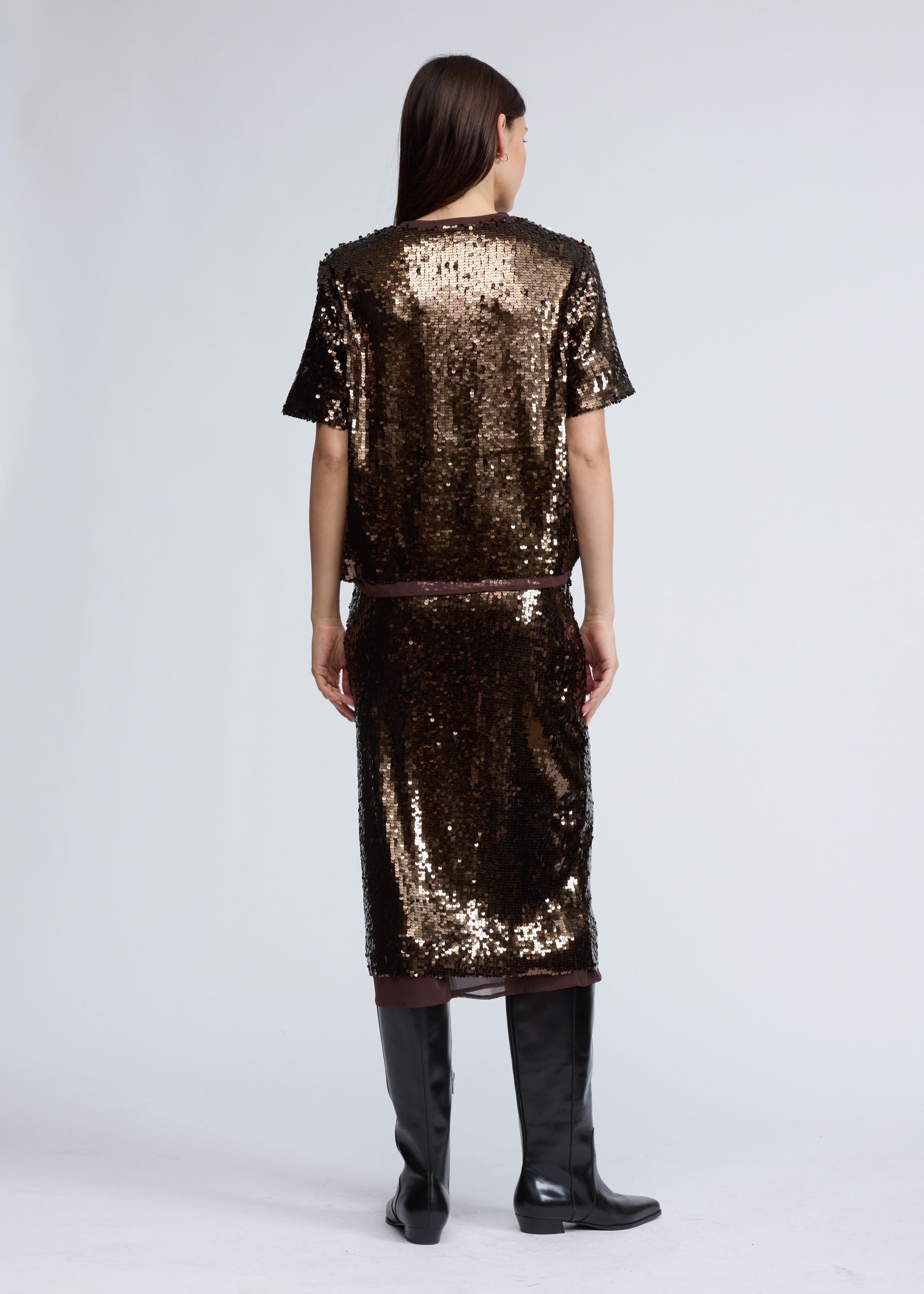 Lucy Sequin Skirt in Coffee