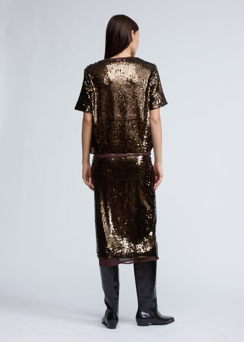 Lucy Sequin Skirt in Coffee