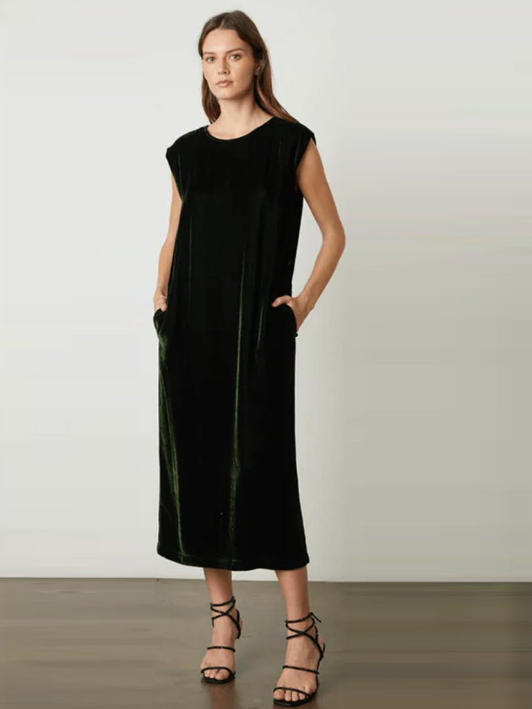 Velvet by Graham & Spencer Erin Shirred Waist L/S Dress in Black- Bliss  Boutiques