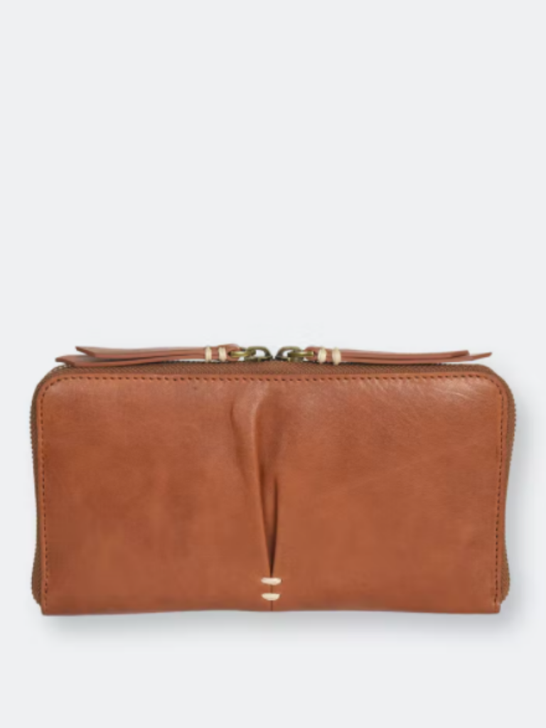 Clingy Washed Lambskin Wallet in Wood