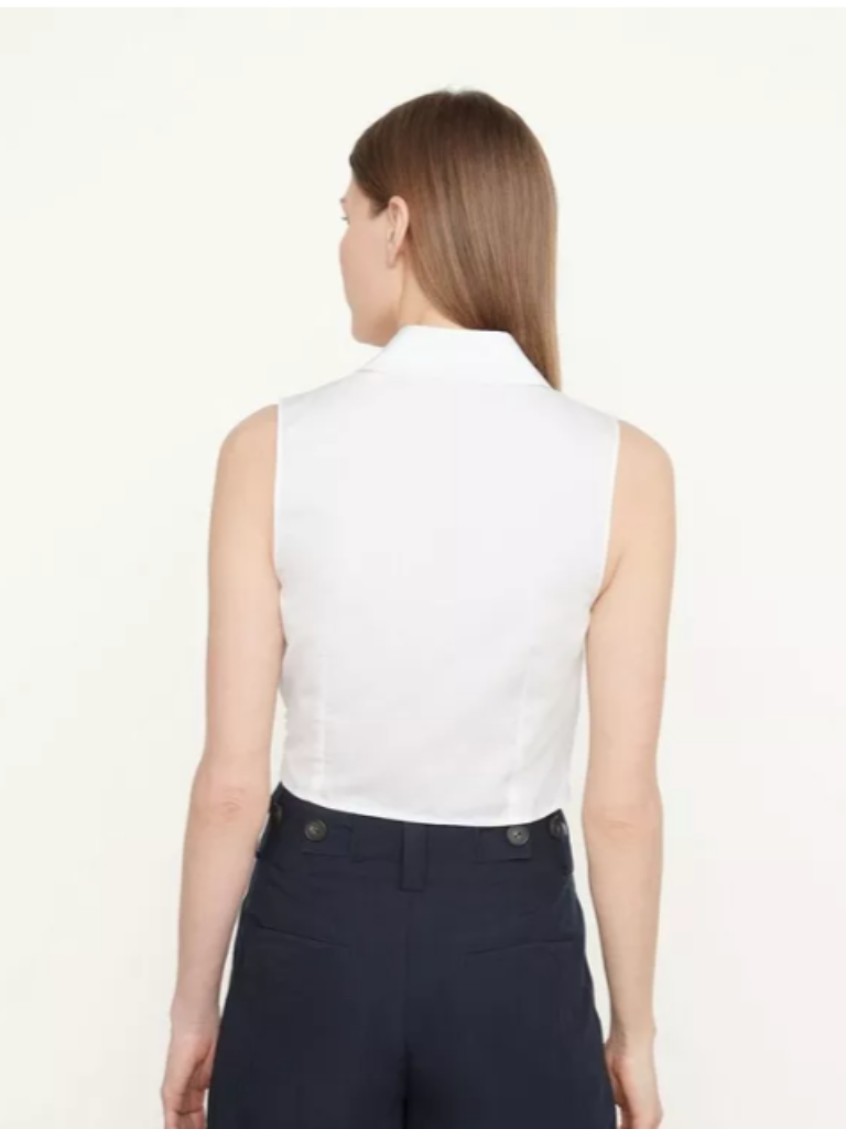 Sleeveless Wrap Shirt in Optic White