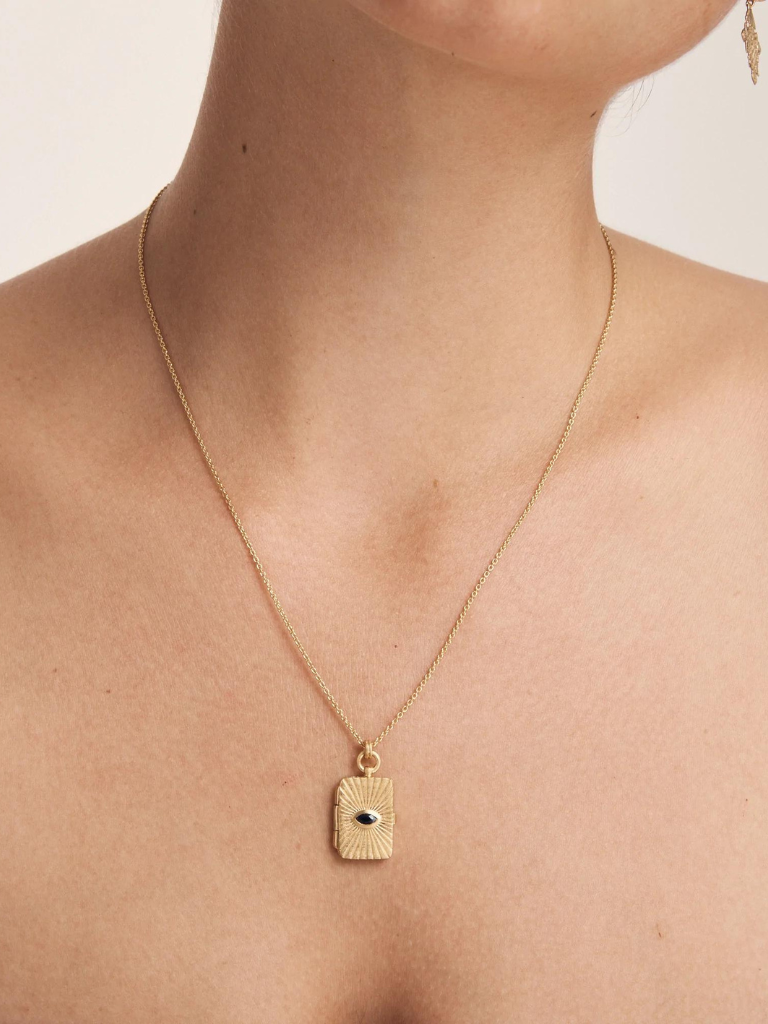 Meri Locket in Blue Sapphire/Gold