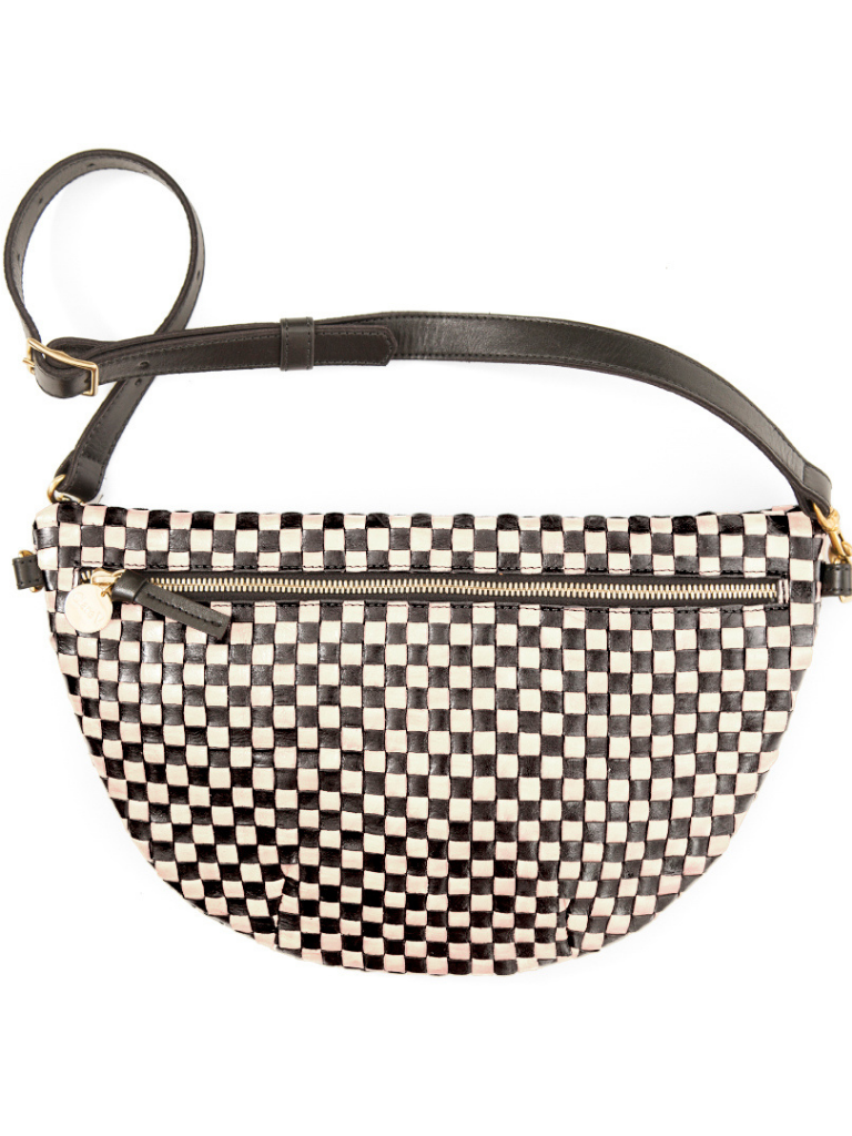 Grande Fanny Pack in Black/Cream Woven Checker