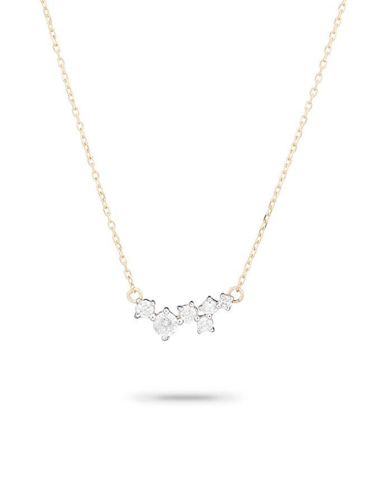 Scattered Diamond Necklace in 14k Yellow Gold
