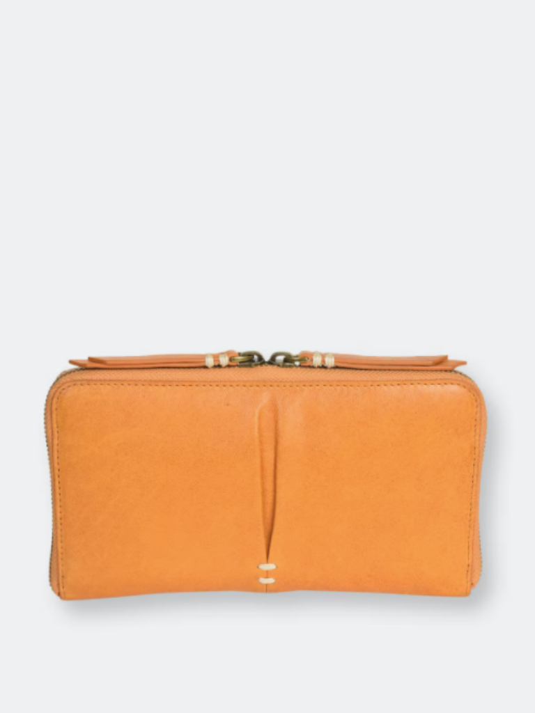 Clingy Washed Lambskin Wallet in Saffron