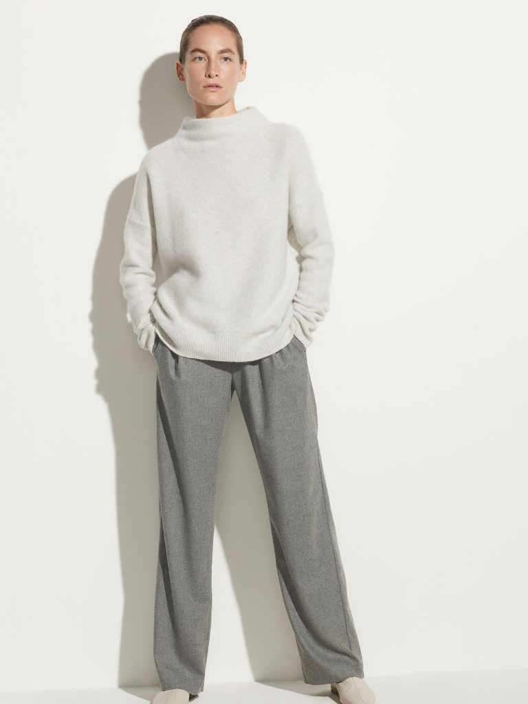 Boiled Funnel Neck Pullover in Heather Platinum