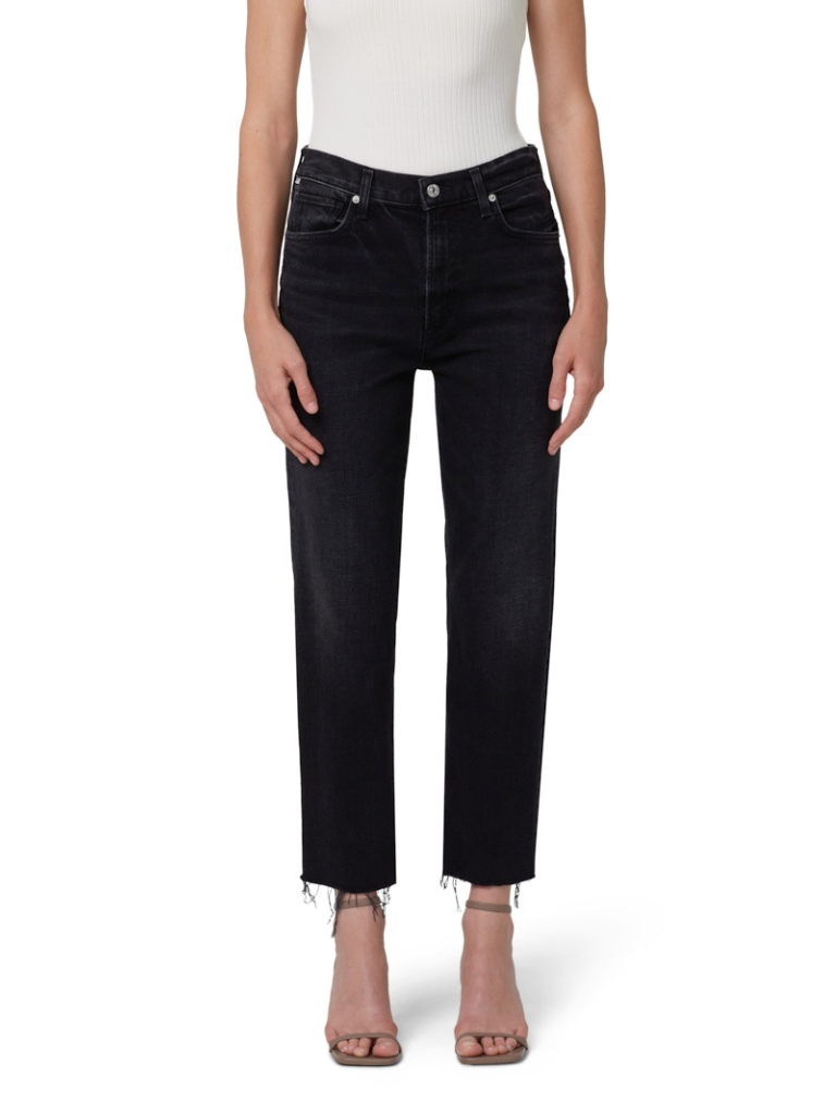Daphne Crop High Rise Stovepipe in Peppercorn