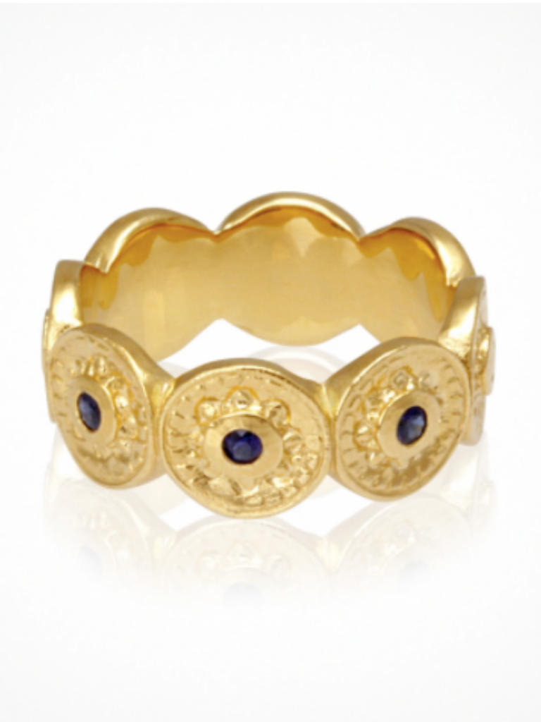Vesta Ring in Gold with Blue Sapphires