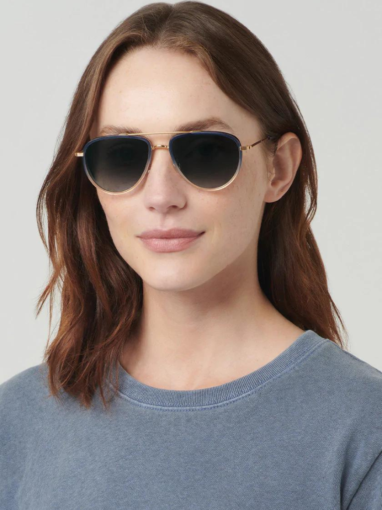 Coleman Sunglasses in 18K + Matte Indigo Fade + Gravity